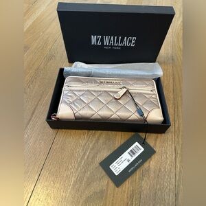MZ Wallace Crosby L Quilted Wallet - Rose Gold